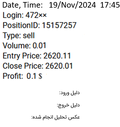 شکل ۱. نمونه‌ای از ثبت گزارش معامله